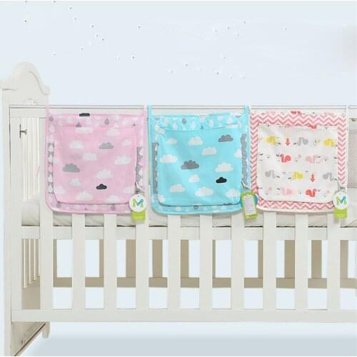Bed Hanging Storage Bag Baby Crib Bed Baby Cotton Crib Organizer Toy Diaper Pocket For Crib Bedding Set