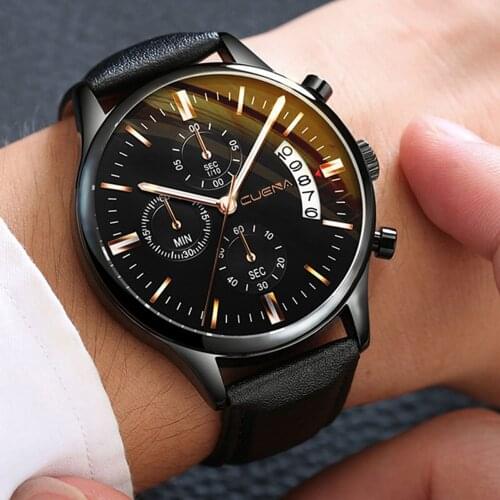 Y30 Men Wrist Watch Sport Stainless Steel Case Leather Band Quartz Analog Man Watches Men Watches Quartzo Day Date Watch Male