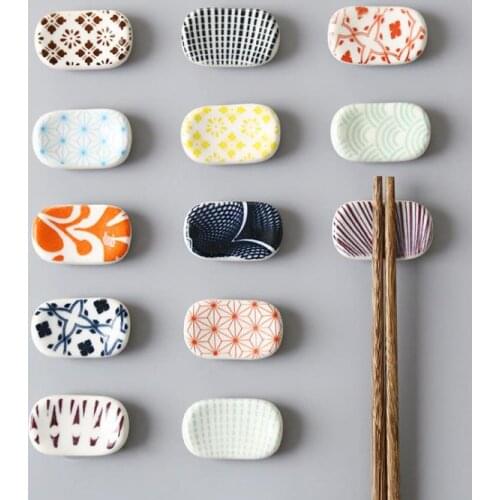 Japanese Chopstick Holder Rectangle Ceramic Chopstick Rest Colorful Pillow Chopsticks Holder Cute Flatware Stand SN1129
