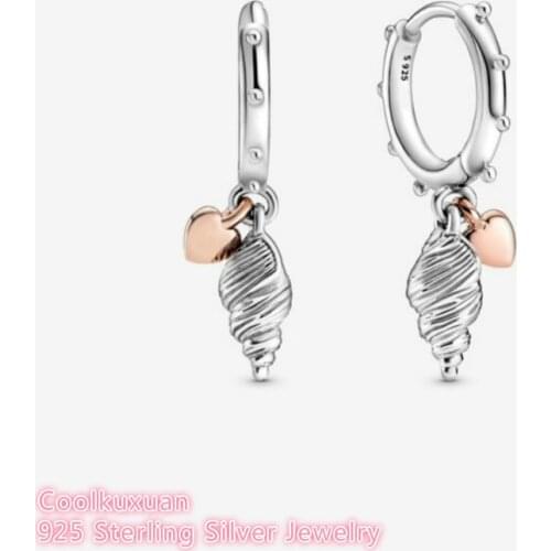 2020 Summer Heart & Conch Shell Earrings 925 Sterling Silver Jewelry For Woman Make up Fashion Female Earrings Party Jewelry