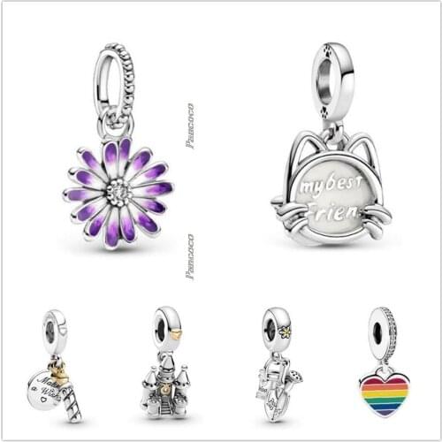 Original 925 Sterling Silver Passions My Pet Cat Dangle Charm Beads Fit Women Pandora Bracelet & Necklace Jewelry