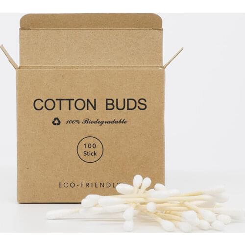 100pcs Double Head Cotton Swab Bamboo Cotton Swab Wood Sticks Disposable Buds Cotton For Beauty Makeup Nose Ears Cleaning