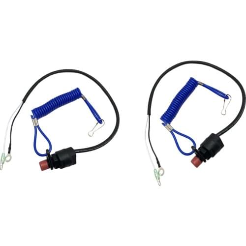 2 Pieces Boat Outboard Kill Stop Switch & Safety Tether Lanyard for Yamaha