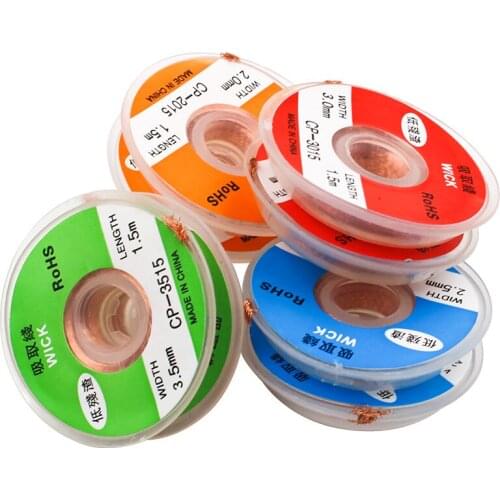 3Pcs 2.0mm 2.5mm 3.0mm 3.5mm Width 1.5M Length Desoldering Braid Welding Solder Remover Wick Wire Lead Cord Flux BGA Repair Tool