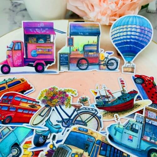 20pcs Retro transport stickers decorative stickers DIY handmade photo album
