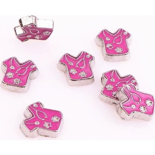 20Pcs/Lot F1056 Pink Short Sleeved Shirts Floating Charms Finding Living Memory Locket Jewelry Accessories