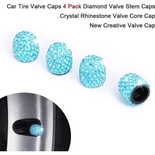 4Pcs Car Tire Valve Caps Diamond Valve Stem Caps Crystal Rhinestone Valve Core Cap New Valve Cap Car Accessories