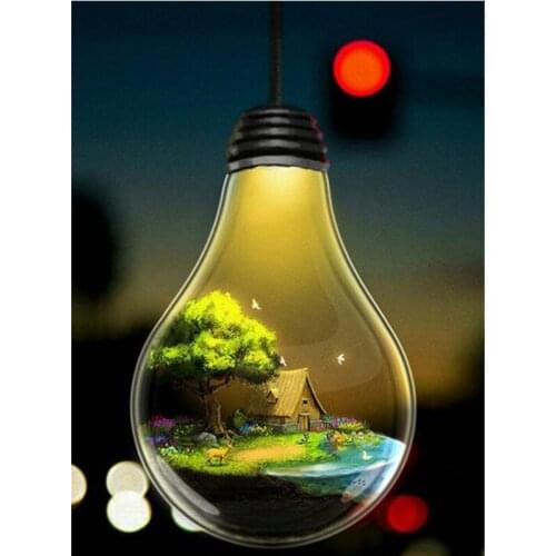 5D DIY Diamond Painting Landscape Tree& House Crafts Painting Full Drill Round Diamond Embroidery Diamond Mosaic Cross Stitch