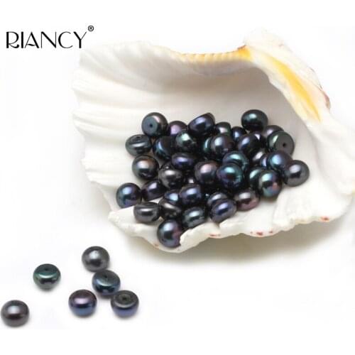 60 Pieces Natural freshwater Semi-circular pearls 9-10mm black pearl Particles DIY handmade with Pearl jewelry A very nice gift