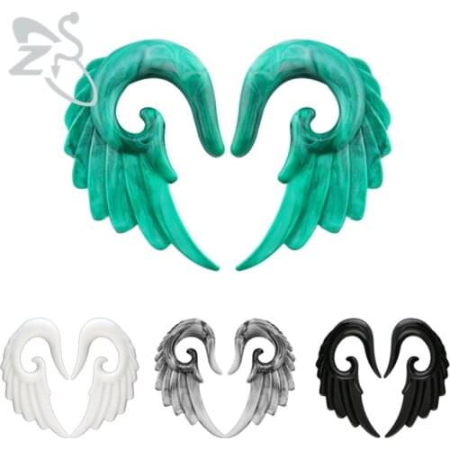 Acrylic Ear Plugs Tunnels Angel Wing Ear Spiral Piercing Taper Stretcher Expander Hot Fashion Ear Plugs Tunnels Piercing Jewelry