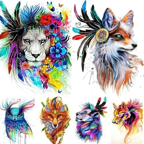 5D DIY Diamond Painting Set Colorful Animal Lion Fox Cross Stitch Full Diamond Embroidery Mosaic Art Picture Rhinestones Decor