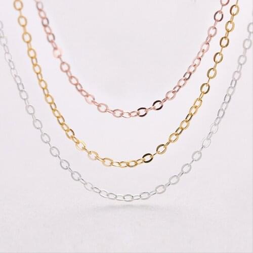 JUYA 1pcs/Set Gold Filled Solid Necklace for Women Curb Chain Necklace 50-55cm High quality Female Accessories Fashion