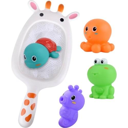Baby Bathing Floating Soft Rubber Water Tub Toy Squirts Spoon-Net 1 Set Bath Toy