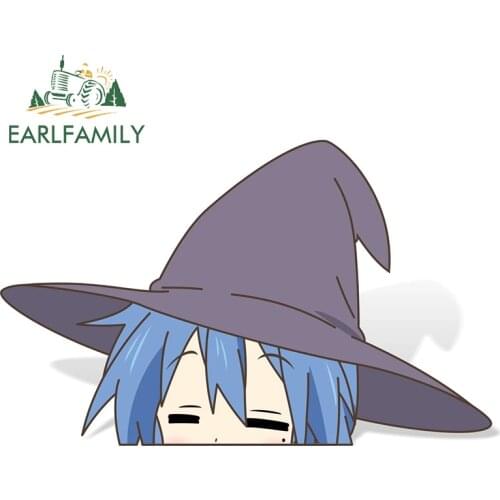 EARLFAMILY 13cm x 8.1cm Anime Konata Peeker Sticker Graffiti Stickers Big Head Vinyl Cartoon Decal Waterproof Car Accessories