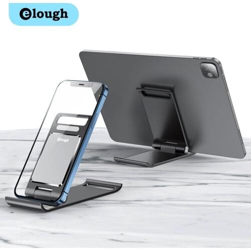 Elough Desk Phone Holder Mount Stand for iPhone 12 Xiaomi Samsung Metal Mobile Phone Holder Foldable Table Stand Desktop Holder