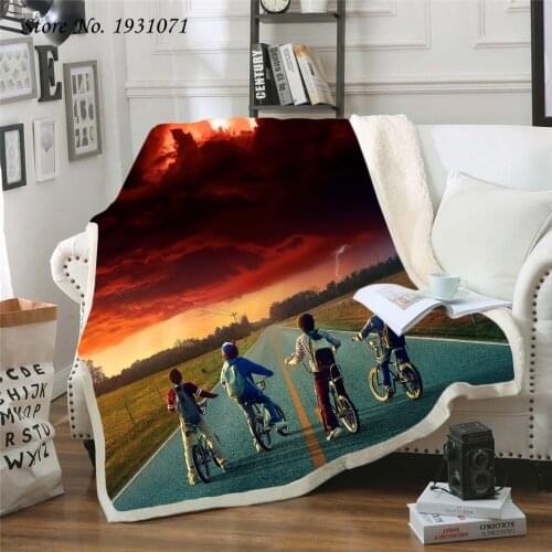 Stranger Things 3D Printed Fleece Blanket for Beds Thick Quilt Fashion Bedspread Sherpa Throw Blanket Adults Kids 03
