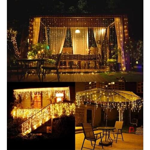 LED Holiday Waterfall Fairy Christmas Curtain Icicle String Light 4M*0.6M Plug Powered 8 Modes Decoration Wedding Party Outdoor