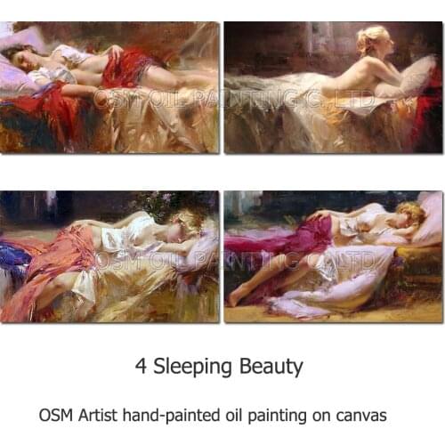 Dafen Skilled Artist Handmade High Quality Beauty Lady Lie on the Bed Pictures Sexy Art Oil Painting for Living Room Decoration