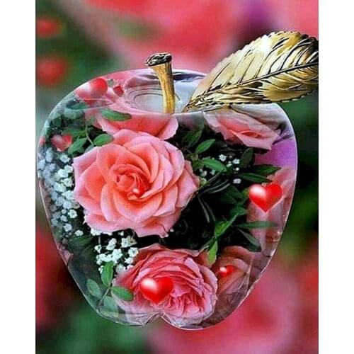 GATYZTORY Frame DIY Paint By Number Flowers Oil Painting By Numbers On Canvas Apple Rose Wall Pictures For Living Room Gift