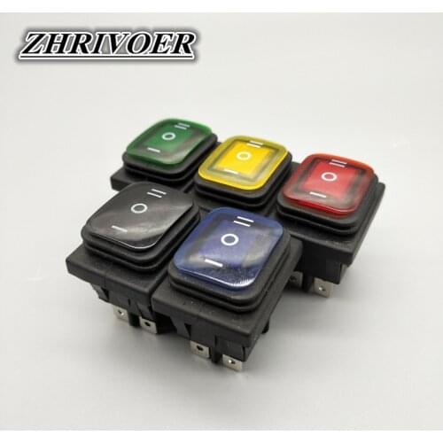 KCD4-203 20A/250VAC 30x22 Waterproof Rocker Switch 6pin DPDT ON OFF ON 12V 220V Red Green LED Light Rocker Switch