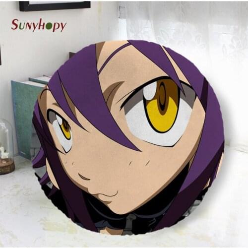 Soul Eater Round Decorative Cushion Cover Home Decor Peach Skin Pillowcase For Sofa 40cm50cm60cm In Diameter-WJY
