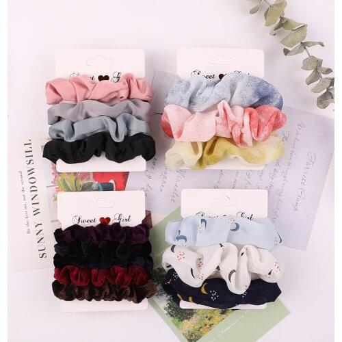 Fashion Women Large Intestine Hair Rope Set Colorful Plaids Elastic Hairband DIY Clothing Decoration Print Girls Accessories