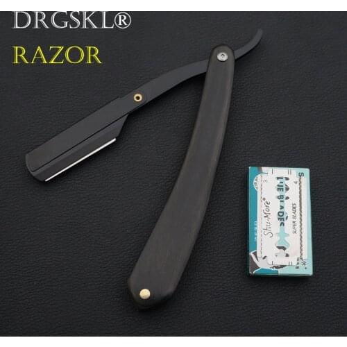 Senior black wood handle razor shaving professional barber shaver eyebrow razor mens replaceable blade shaving razor