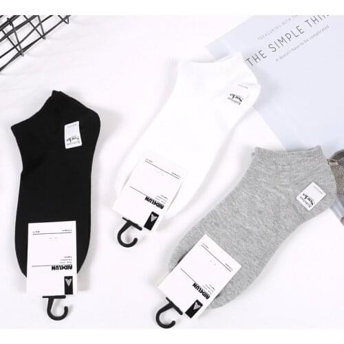 Socks Men Solid Color Business Casual socks Cotton Black White Gray Ankle Socks Male Breathable Short Socks Spring Summer Meias