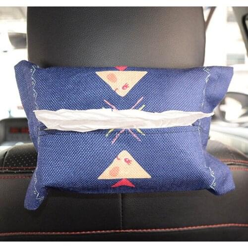 New 1pc Car Tissue Pumping Cute Cartoon Sun Visor Tissue Box Cover Cotton Linen Tissue Box 27*17cm Car Interior Accessories