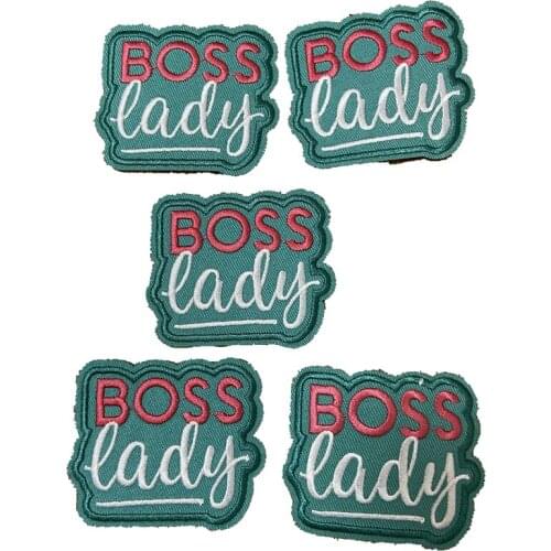 NEW Arrival BOSS lady Embroidered Applique Iron on Letters Patches Badge 10pc