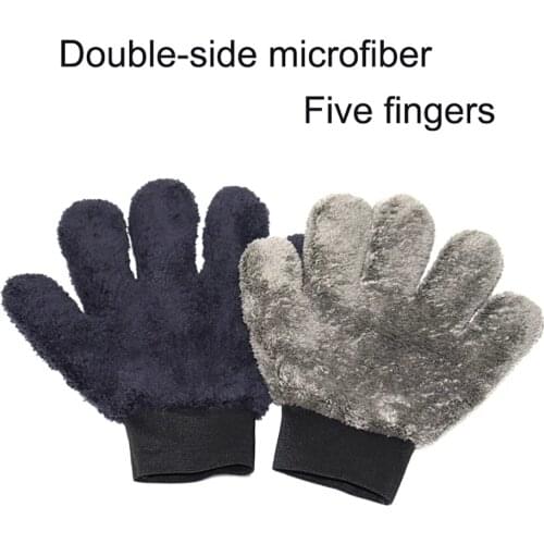 Car Wash Mitt Microfiber Paw Shaped Wash Glove Double-side Non Scratch Thick Cloth Durable Car Washing Accessory Washing Gloves
