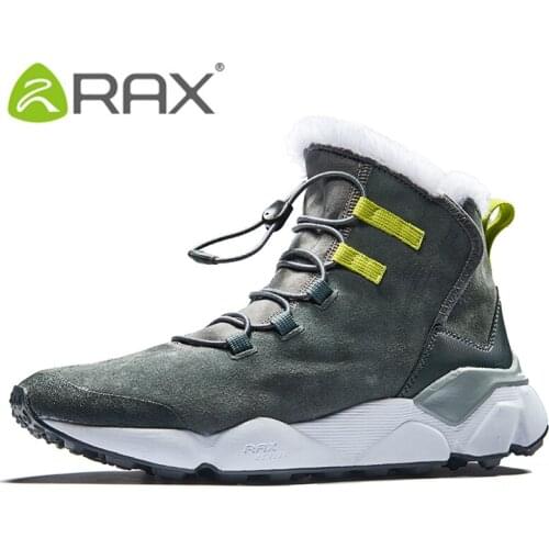 RAX Mens Hiking Shoes Latest Snowboot Anti-slip Boot Plush Lining Mid-high Classic Style Hiking Boots for Professional Men