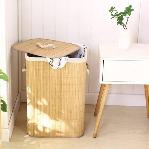 Storage Folding Laundry Basket Organizer Hand-Woven Large Capacity Baskets Cover Household Clothes Toys Storage Bucket JU31221