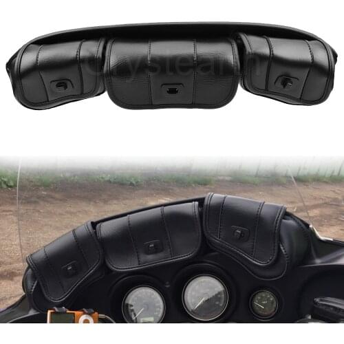 Motorcycle 3-Pocket Windshield Bag Windscreen For Harley Touring Electra Street Glide FLHX FLHT FLHXS FLHTK FLHTCU 1996-2013