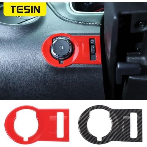 TESIN ABS Car Interior Headlight Switch Decoration Cover Trim Stickers for Chevrolet Camaro 2012-2015 Car Accessories Styling