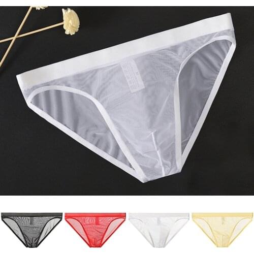 Mens Underwear Thin Transparent Briefs Men Seamless Breathable Panties Underwear Gay Underpants See Through Slip Cuecas A50