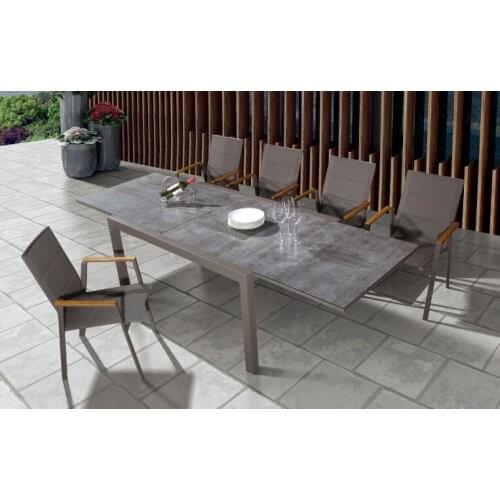 Outdoor furniture garden furniture dining set with water resistant extension table teak wood