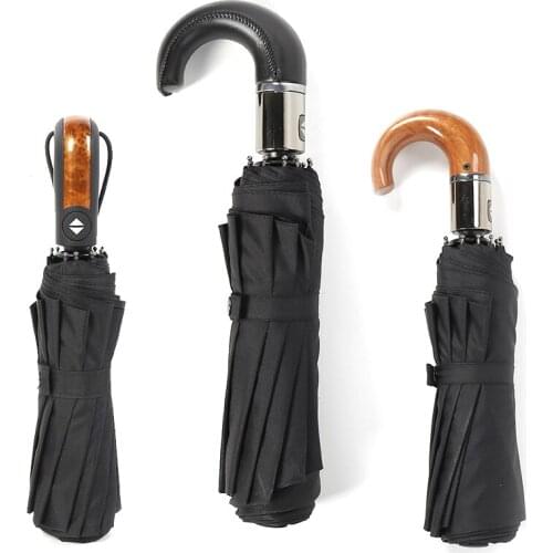 Windproof automatic compact umbrella rain female mens parasol windproof big UV travel automatic folding umbrella male