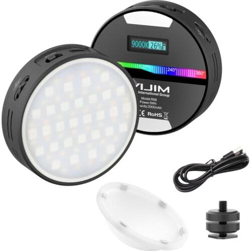 VIJIM R66 Round RGB Video Light 2500k-9000k CRI95+ 2000mAh Full Color RGB Pocket Led Light Magnetic Soft Fill Light Type-C