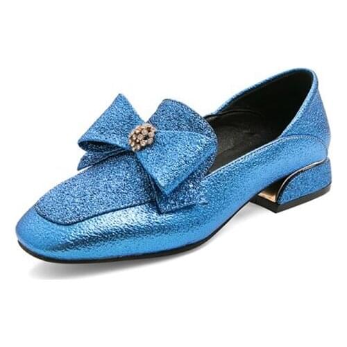 QPLYXCO Elegant Pumps Women Shoes Square Heel Buttrtgly knot Classic deep mouth single shoes Lady Small & Lage Size 30-45 168-7