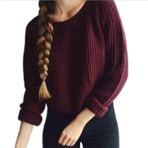 Autumn winter women sweaters and pullovers korean style long sleeve casual crop sweater slim solid knitted jumpers sweter mujer