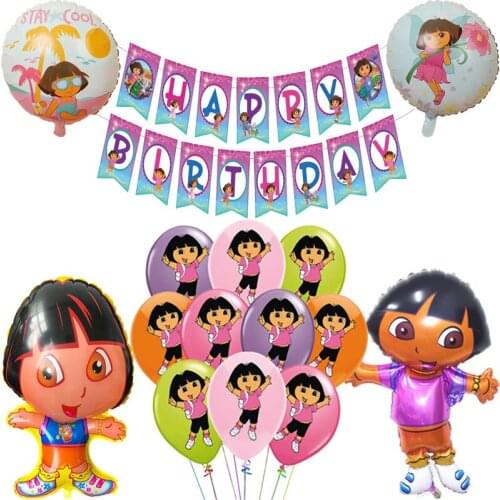 1set Dora The Explorer Latex Balloons TV Show Education Dora Foil Ballons Happy Birthday Party Girls Gift Decoration Toys Globos