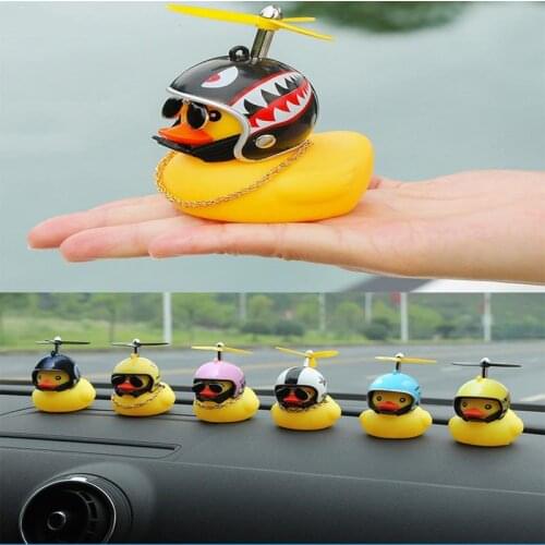 1 PC Car Goods Gift Broken Wind Helmet Small Yellow Duck Car Decoration Accessories Wind-breaking Wave-breaking Duck With Lamp