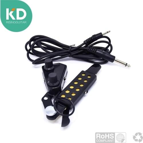 12-hole Acoustic Guitar Sound Hole clip on Pickup Magnetic Transducer with Tone Volume Controller and Audio Cable
