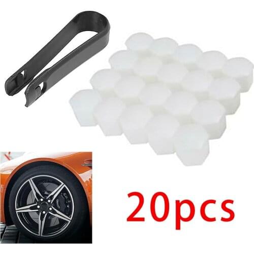 20 Pcs 19mm White Universal Car Wheel Nut Lug Hub Screw Rim Bolt Covers Dust Cap Wheel Lug Cover
