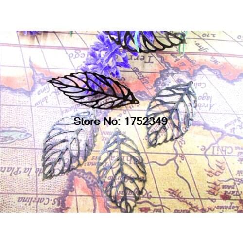 20PCS - Filigree Leaf, Antique brass tone Leaf Pendants/Charms,Country Style, DIY Supplies, 25*46 mm