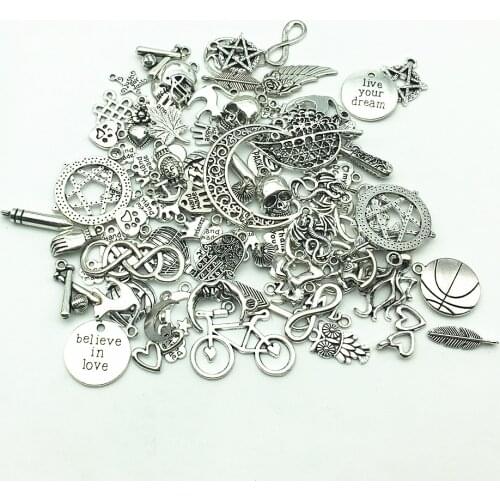 20pcs Alloy Tibetan Silver Mixed Styles Heart Key charm Anchor Rudder pendant Diy Jewelry for Necklace Bracelet Making Findings