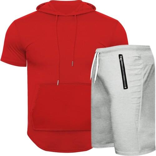 2021 The new Summer Men Set Fitness Suit Sporting Suits Short Sleeve T Shirt + Shorts Quick Drying 2 Piece Joining Set