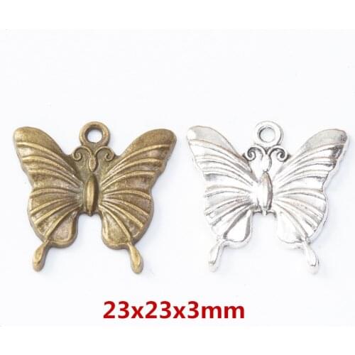 30 pieces of retro metal zinc alloy Butterfly Pendant for DIY handmade jewelry necklace making 8156