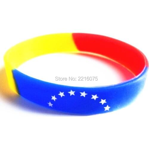 300pcs Yellow red blue segment Flag World Cup Venezuela wristband silicone bracelets free shipping by DHL express